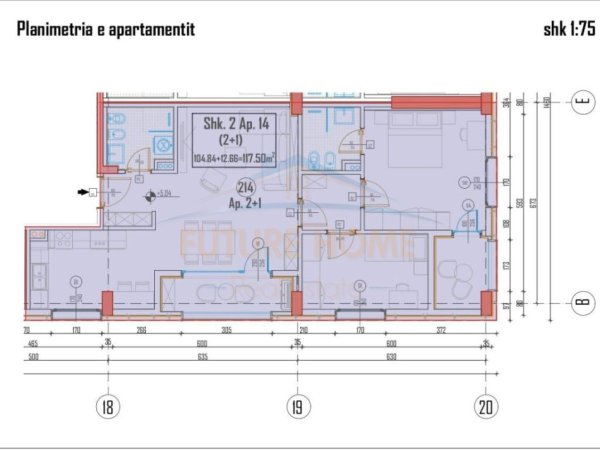 Tirane, apartament 2+1, Kati 1, 117 m² 146,875 € (DOGANA)
