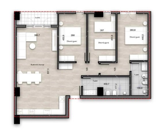 Tirane, shitet apartament 3+1 Kati 5, 138 m² 195.000 € (Porcelani)