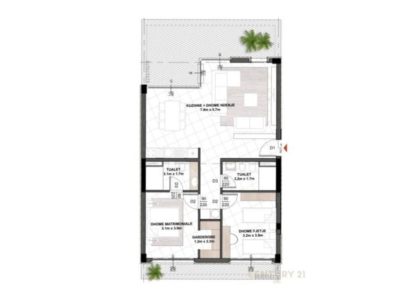 Tirane, shes apartament+verande | Penthouse 2+1+Aneks+Ballkon Kati 0, 189 m² 236.000 € (TEG Tirana, Albania)