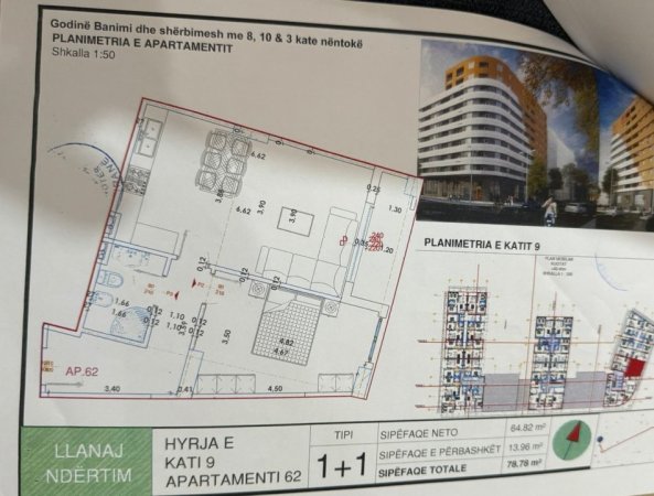 Tirane, shes apartament 1+1+Ballkon Kati 8, 79 m² 90.600 € (YZBERISHT PRANE KMY)