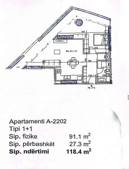 Tirane, shitet apartament 1+1+Ballkon Kati 21, 118 m² (Xhenfize keko)