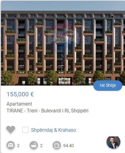 Tirane, shitet apartament 2+1 Kati 4, 88 m² 155.000 € (BLV I RI)