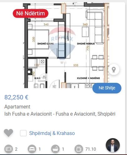 Tirane, shitet apartament duplex 1+1 Kati 10, 71 m² 82.250 € (FUSHA AVIACIONIT)
