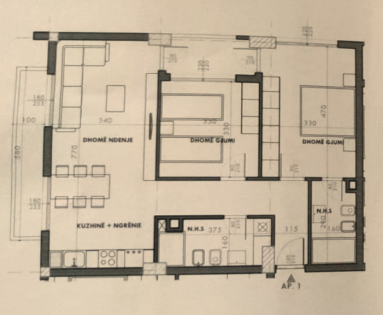 Tirane, shes apartament 2+1 Kati 6, 107 m² 139.900 € (Ish Fusha e Aviacionit)